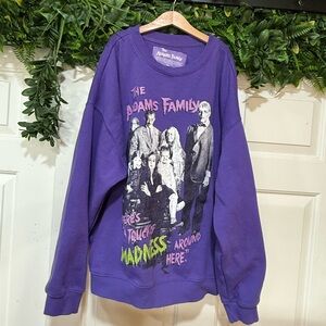 Purple Addams Family Graphic Pullover Sweatshirt XL